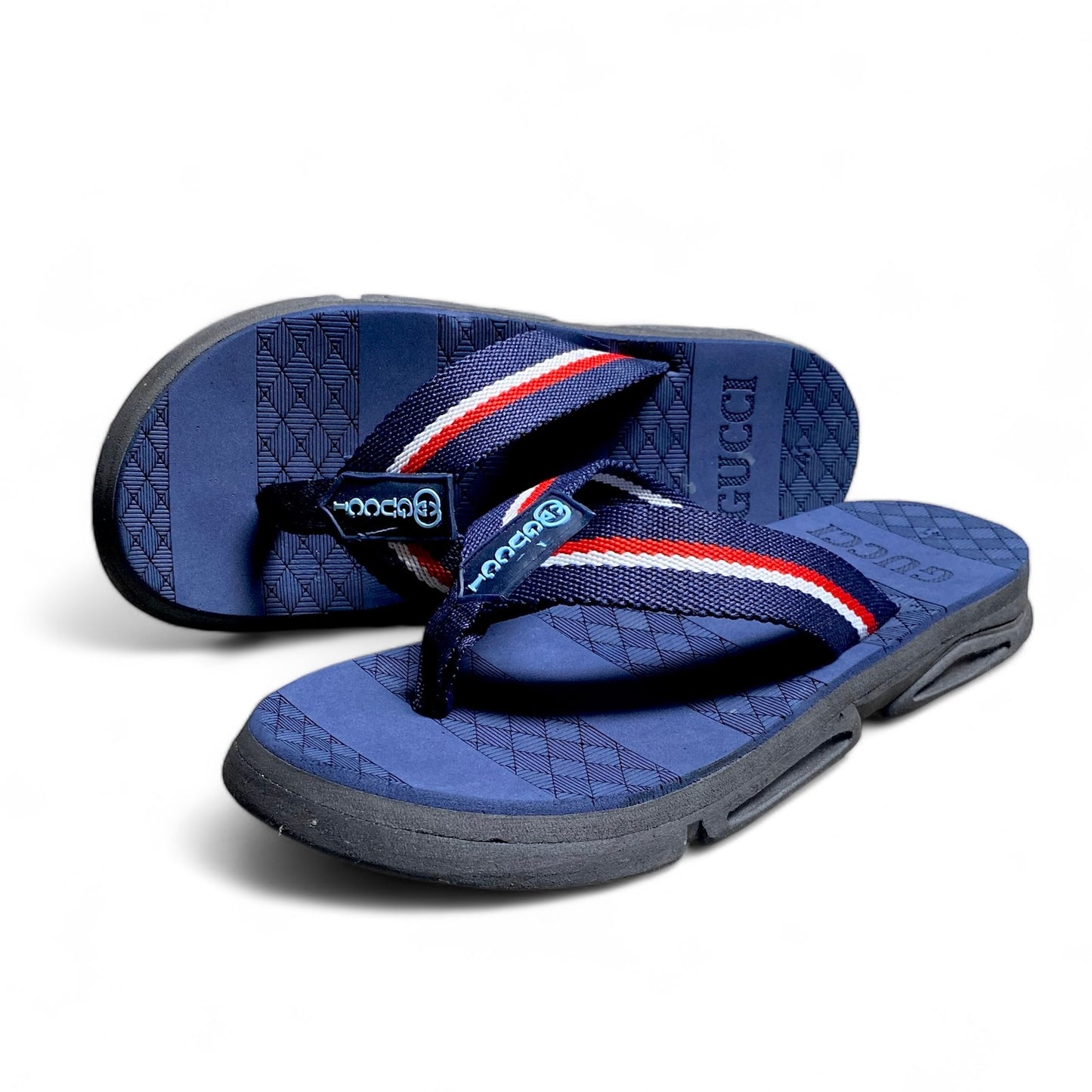 G-u-c-c-i  high sole flip flop N-blue