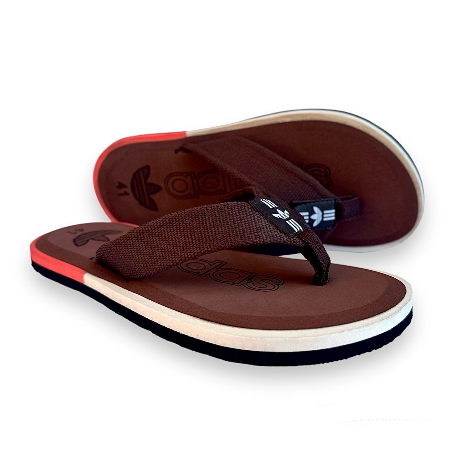 A-d-i-d-a-s slippers in brown